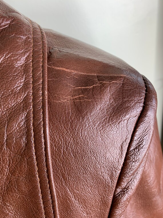 Brown Pleather Jacket with Belt / Faux Lather / … - image 10