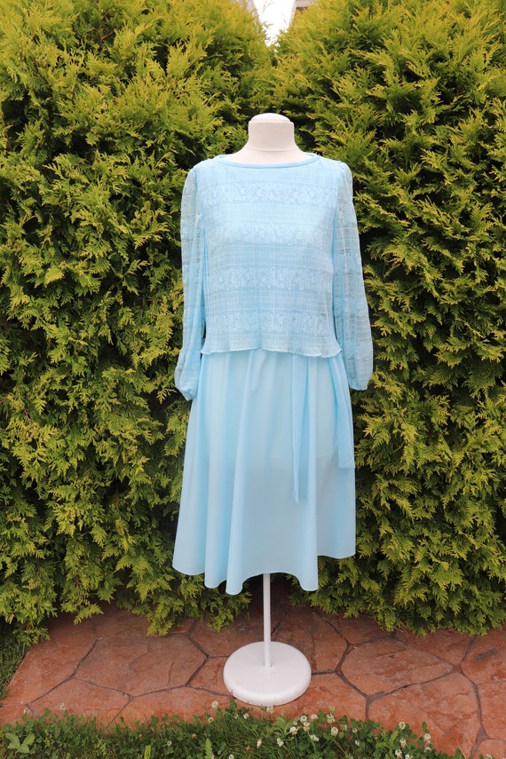 Amy Deb Dress in Bright Baby Blue / 1970's Blue Dr