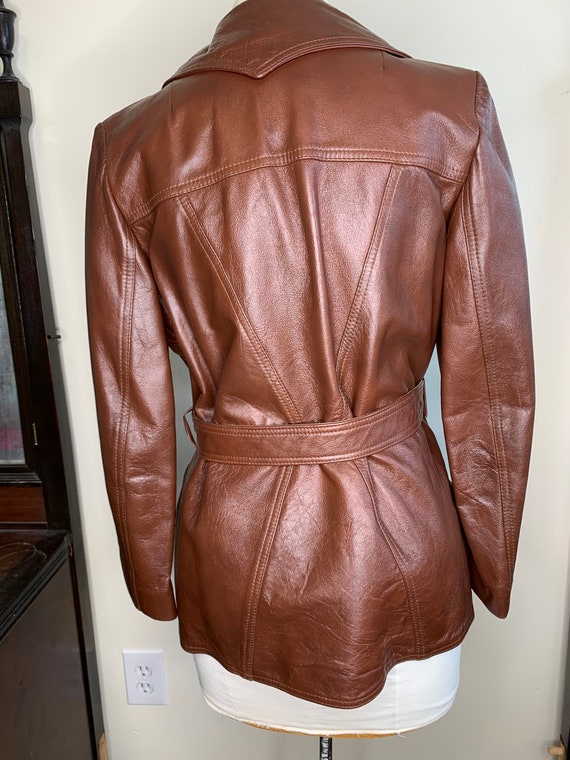 Brown Pleather Jacket with Belt / Faux Lather / … - image 7