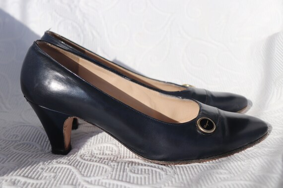 Classic Navy Blue Salvatore Ferragamo Heels Size 7 - image 6