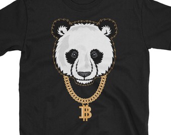 Bitcoin Gangster Panda / Cryptocurrency Coin Lovers / Ethereum Litecoin Gift Things / Funny Joke Parody Red / Short-Sleeve Unisex T-Shirt