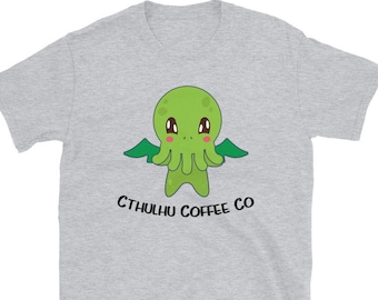 Cute Cuthulhu Coffee Company T-Shirt / H. P. Lovecraft Design / Miskatonic University Clothing / Kraken Gift Short-Sleeve Unisex Tee Shirt