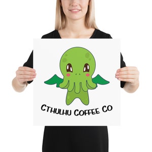 Cute Cthulhu Matte Poster / H. P. Lovecraft Gift / Miskatonic University Design / Great Old Ones Fan Art / Elder Things Novel Print