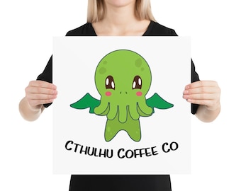 Cute Cthulhu Matte Poster / H. P. Lovecraft Gift / Miskatonic University Design / Great Old Ones Fan Art / Elder Things Novel Print