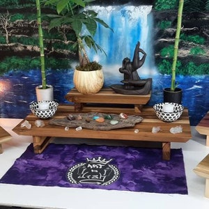 Alter table , alter, altar tables, teak wood, crystal shelf, small space altar, meditation table, altar, crystal display, bruja