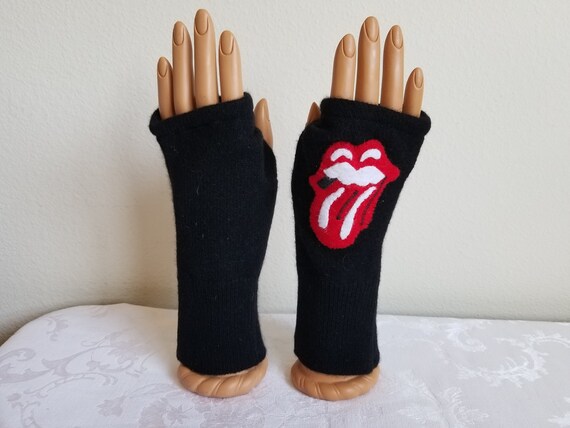 leather and wool fingerless gloves