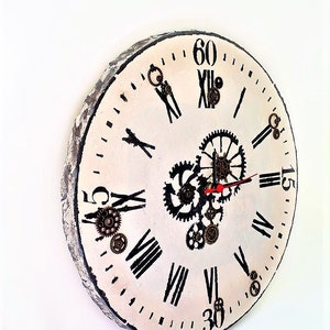 Steampunk decor vintage wall clock, Boho home decor steampunk clock, Rustic kitchen decor housewarming gift.