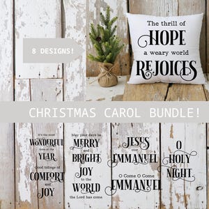 Christmas Carol SVG-bundel, Christmas Sign-illustraties voor commercieel gebruik, png-kerstbestanden voor sublimatie en vectorkunst voor het snijden van vinyl.