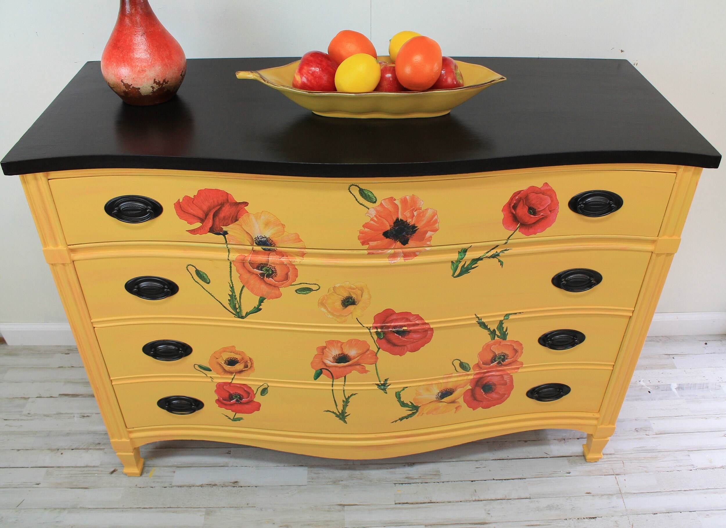 Yellow Dresser, Custom Furniture, Media Console, Mustard Colored
