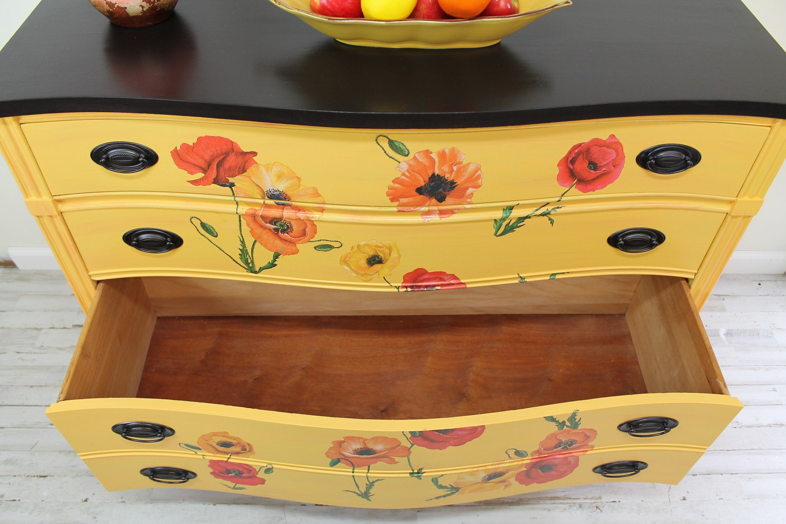 Yellow Dresser, Custom Furniture, Media Console, Mustard Colored