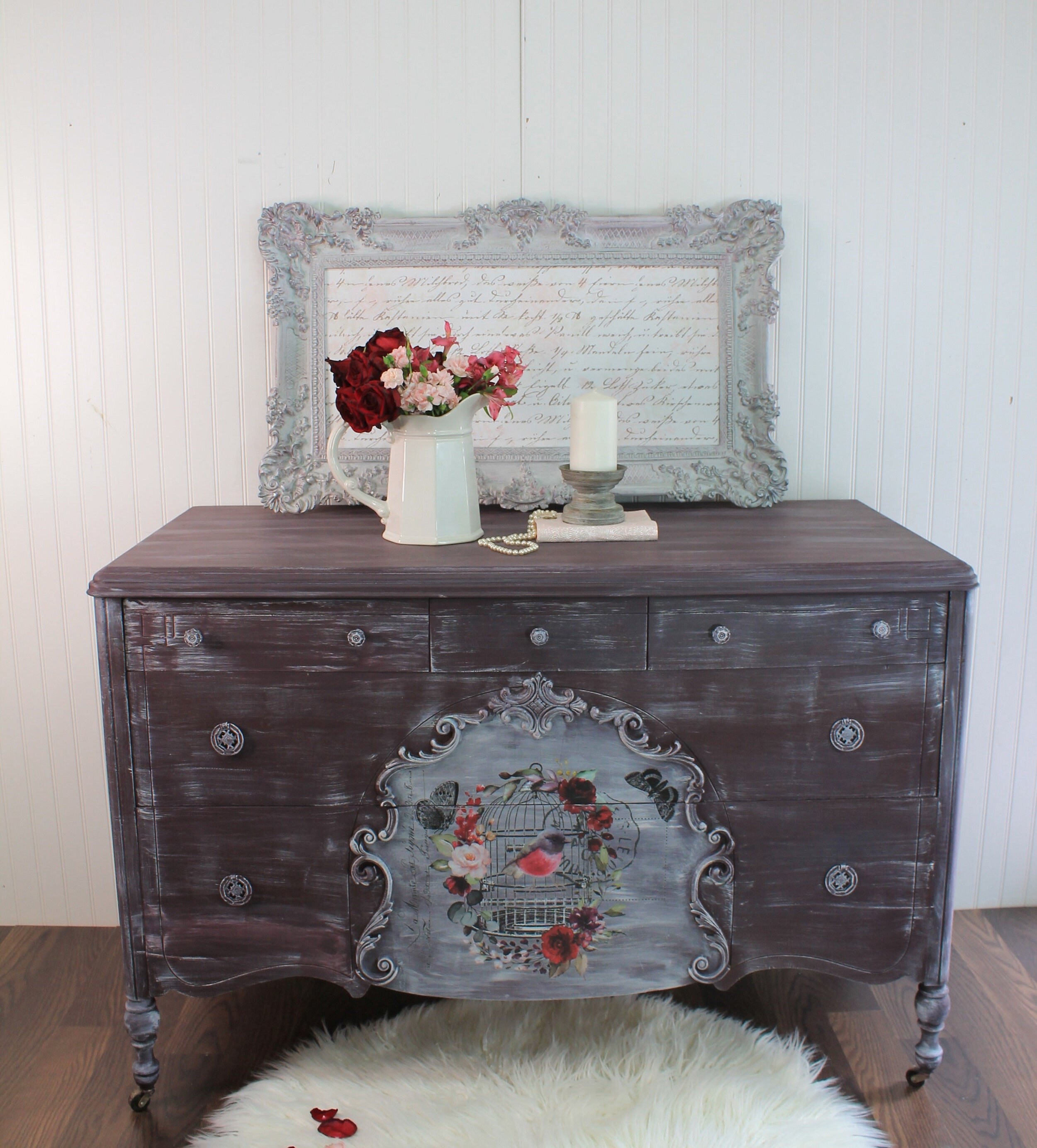 Antique Upcycled Unique Dresser Plum Dresser Dresser with Etsy