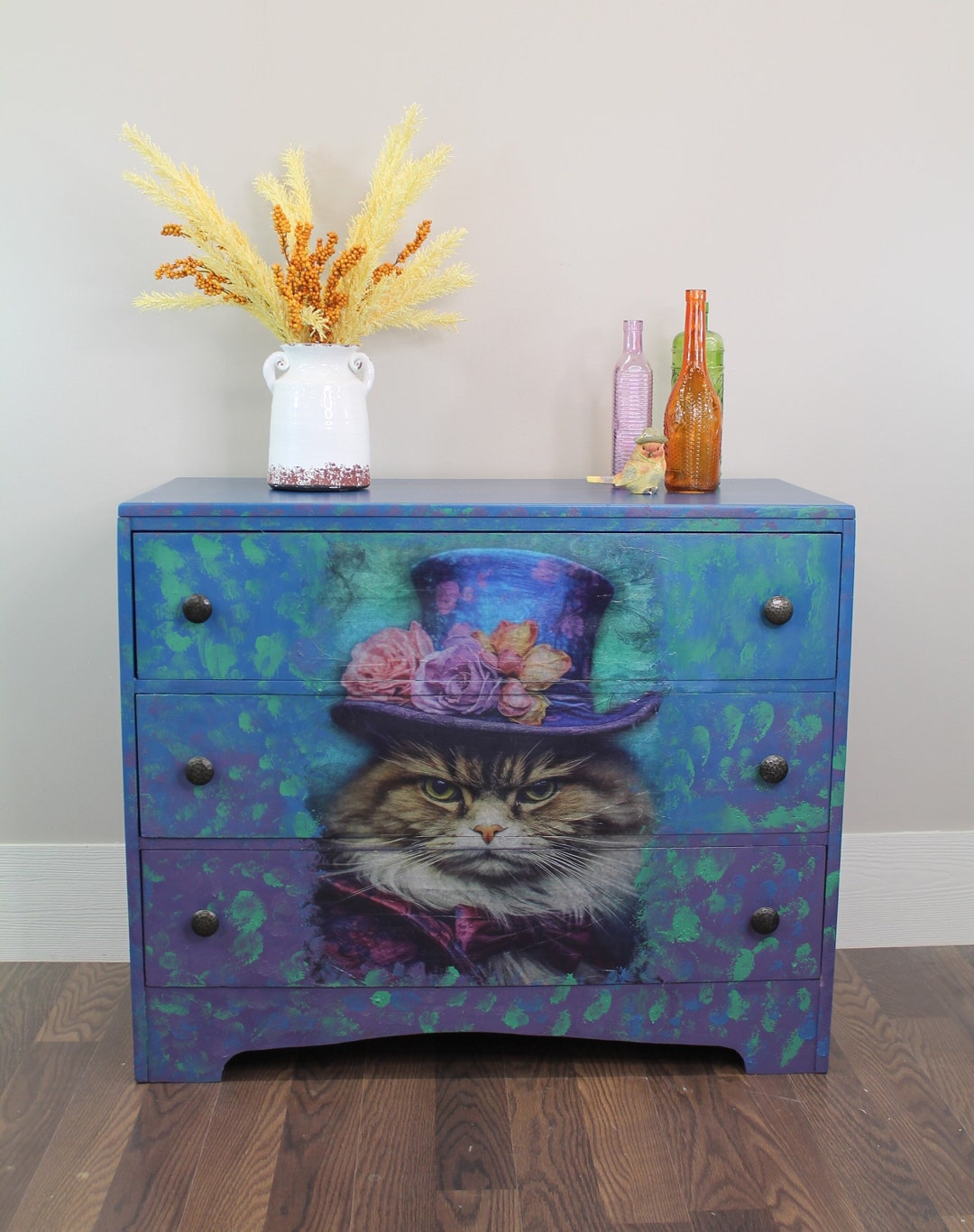 Whimsical Dresser With Cat Etsy