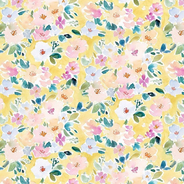 Summer Lovin - Summer Wash Flowers - DJL1745- Dear Stella Fabric by the yard or choose length