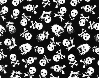 Sabbath Skulls Pour Some Sugar on Me -Stella - 1710 Dear Stella Fabric by the yard or choose length rock n roll music rockstars