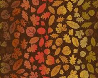 A Winter Nap- Lewis and Irene - Rainbow Leaves on Dark Brown A562.3 Cotton Fabric by the yard or choose length