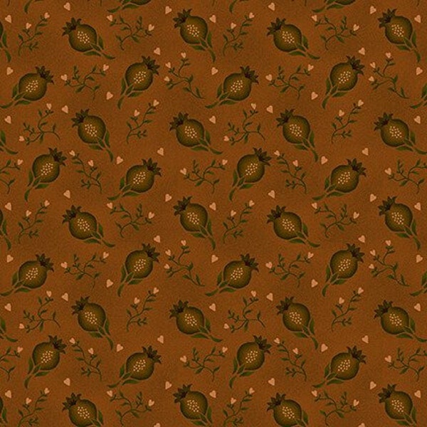 October Morning by Kim Diehl -Henry Glass 9127-30 ORANGE POMEGRANATE SPRAYS Cotton Fabric by the yard or choose length