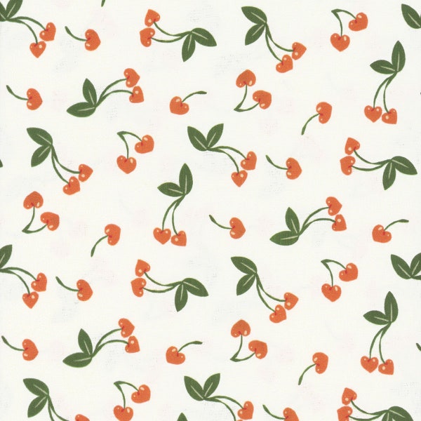 Sweet on You Faye Guanipa Cherry Hearts Cream DFG2365 - Dear Stella Fabric by the yard or choose length