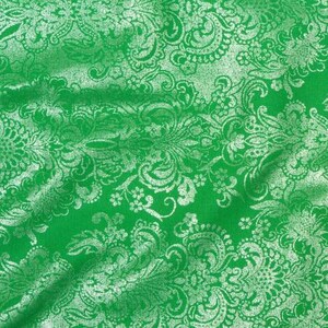 Season of Sparkle Damask Green Holly w/Metallic SRKH21821270 Robert Kaufman Fabric by the yard or choose length Sparkle image 2