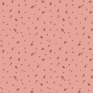 May include: A seamless pattern with a pink background and scattered brown abstract shapes.