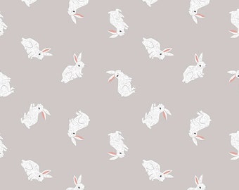 New Here -  BUNNIES STELLA-SRR1684  FOG - Dear Stella Fabric by the yard or choose length