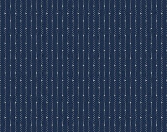 Bountiful Blues by Paula Barnes R2206 Navy Light Strings Print Cotton Fabric by the yard or choose length