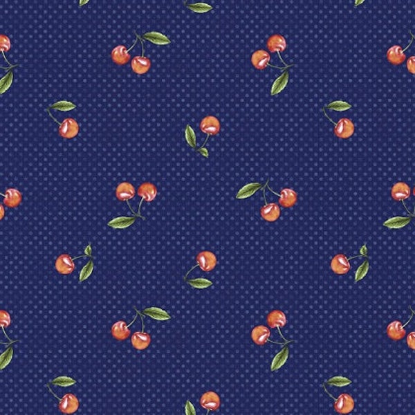 The Berry Best Navy Cherry Fabric Jennifer Pugh Cotton Fabric by the yard or choose length