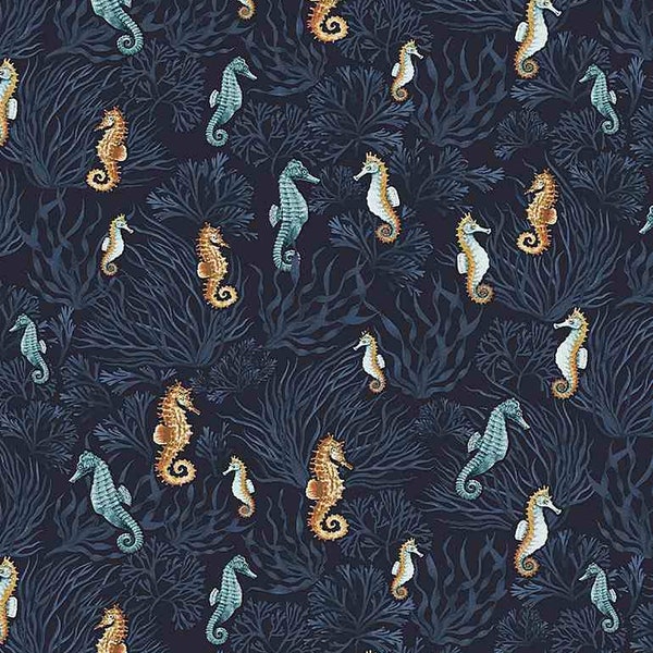 Hook Line and Sinker - Seahorses Marlin SOFISHTICATED - 1803 - Dear Stella Fabric by the yard or choose length