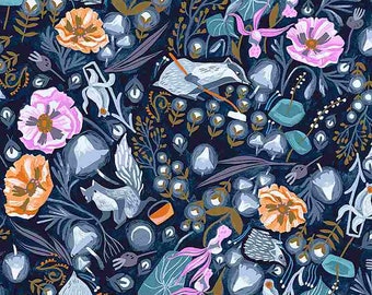 Lantern Lights - Lantern Light Indigo- SRR1715- Dear Stella Fabric by the yard or choose length