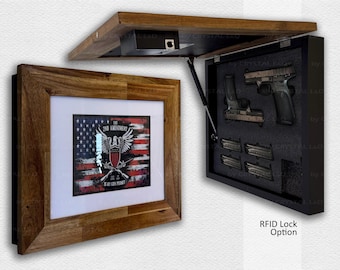 Hidden Storage | Gun Storage Picture Frame with RFID | Hidden Gun Concealment | Gun Storage | Concealed Firearm Storage | Gun Safe *PLANK.
