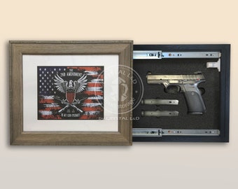 Hidden Storage Photo Frame for Gun and Valuables 17 in. x 14 in. / Magnetic Lock. Hidden Gun Storage Picture Frame CRYSTAL L&D *RUSTIC WOOD*