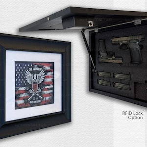 Marco de fotos para almacenamiento oculto de armas con RFID, ocultamiento de armas, almacenamiento de armas, almacenamiento oculto de armas de fuego, caja fuerte para armas *NEGRO.