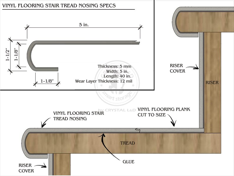 Vinyl Flooring Stair Tread Nosing 5 In. X 40 In. Length Etsy