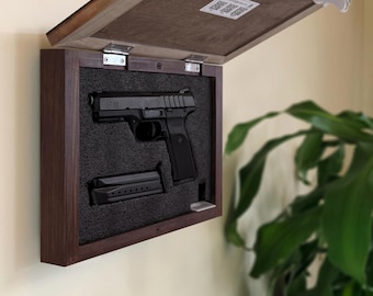 Hidden Gun Storage | Concealment Case with 3D Initials Letter | Rustic Tactical Decor | Concealed Carry | 3 Frames Styles.