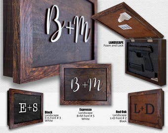 Hidden Gun Storage Wall Art – Personalized Concealment Case with 3D Initials | Rustic Tactical Decor | Concealed Carry Gift | Christmas Gift