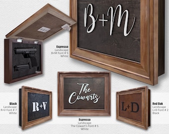 Hidden Gun Storage Wall Art Personalized Concealment Case with 3D Initials | Rustic Tactical Decor | Concealed Carry | 3D Letter