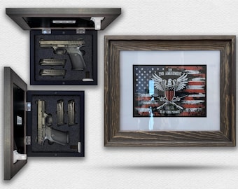 Hidden Storage | Gun Storage Picture Frame with Lock | Hidden Gun Concealment | Gun Storage | Photo Frame for Gun & Valuables *NATURAL WOOD.
