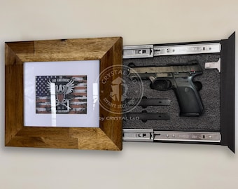 Gun Storage Picture Frame with Lock | Hidden Gun Concealment | Secret Compartment Frame | Secure Wall Art | Concealed Firearm Storage *PLANK
