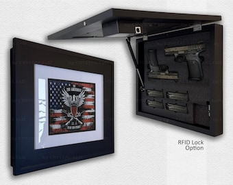 Hidden Storage | Gun Storage Picture Frame with RFID | Hidden Gun Concealment | Gun Storage | Concealed Firearm Storage | Safe *FLAT BLACK.