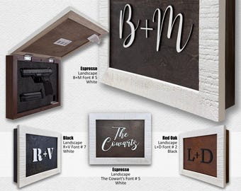 Hidden Gun Storage Wall Art Personalized Concealment Case with 3D Initials | Rustic Tactical | Concealed Carry | 3D Letter | Rustic White