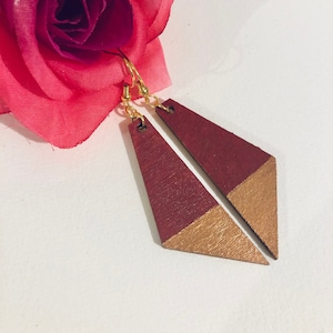 Handmade Rose gold Artsy Color Block Earrings