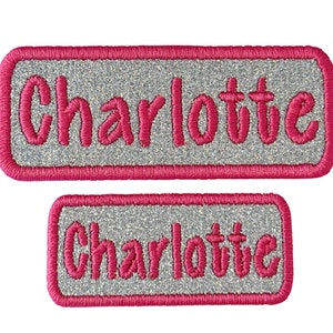 Custom Personalized Glitter Name Patches - Matching Set of 2 - Iron On Or Sew On Patch - For Backpacks, Jackets, Etc(2 Patches Total)