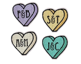 Embroidered Felt Conversation Heart Patch – Custom Initials, Iron-On Applique