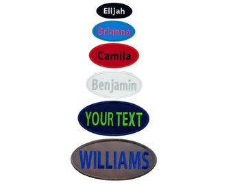Custom OVAL Personalized Embroidered Name Patch - Iron On Or Sew On Name Patch - For Backpacks, Uniforms, Jackets(1 OVAL Patch)