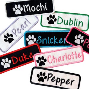 Custom Embroidered Name Patch with Pet Paw Print – Iron On/Sew On