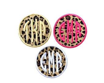 Leopard Print Monogram Patch, Personalized Initial Name Tag, 3" Iron On