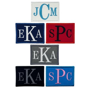 Custom Personalized Embroidered MONOGRAM Rectangle Name Patch Iron On Or Sew On -3.5" x 2.5" -For Backpacks, Jackets, Luggage, Etc (1 Patch)