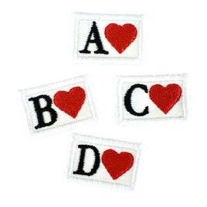 Mini Heart Initial Patch: Embroidered Iron-On Applique (1.25" x 1")