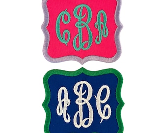 Custom Embroidered Monogram Patch, Iron On or Sew On (3.5"x3.25")