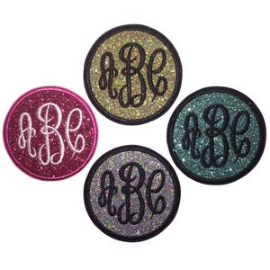 Custom Personalized Monogram Name Patch - Sparkling Glitter Fancy Initial Script -Iron On Or Sew On - For Backpacks, Jackets, Etc(1 patch)