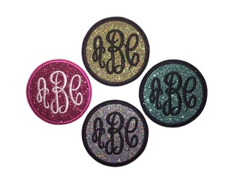 Custom Glitter Monogram Patch - Iron On or Sew On, Personalized Initial Applique